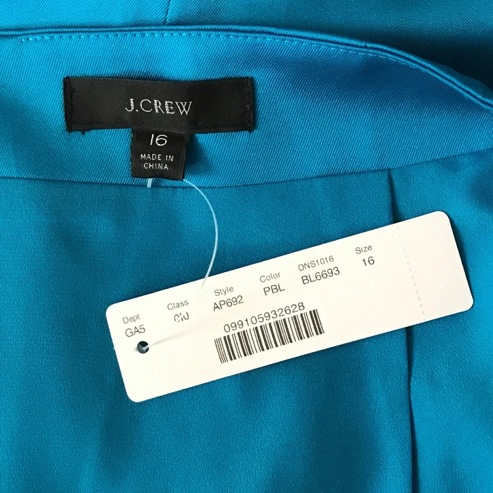 J. CREW Satin Sarong Skirt Turquoise Blue NWT Women’s Plus Size 16